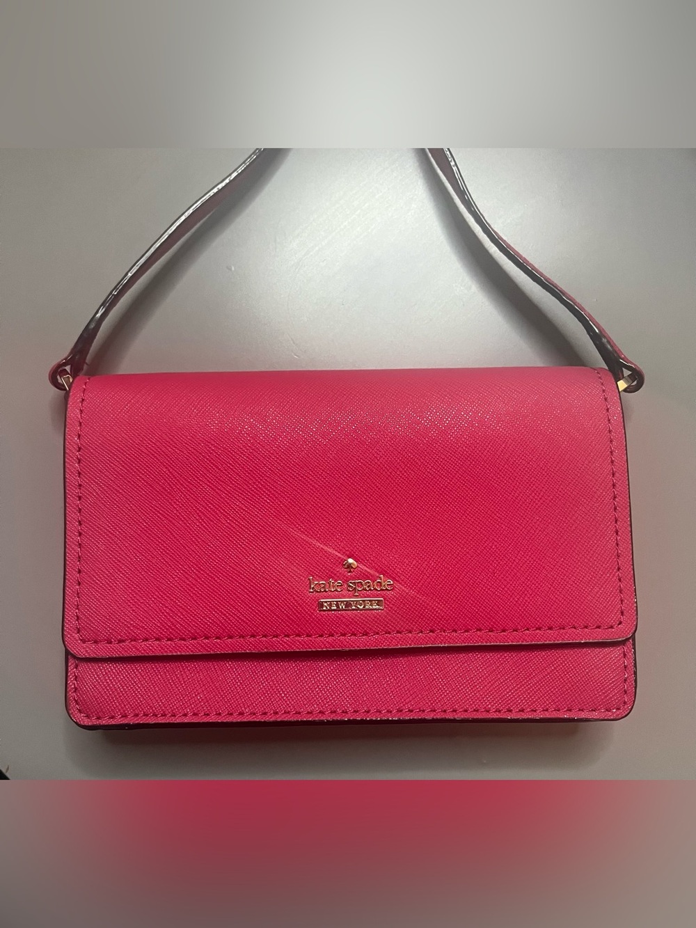 Kate Spade Cameron Pink Saffiano Leather Flap Crossbody Bag NWOT